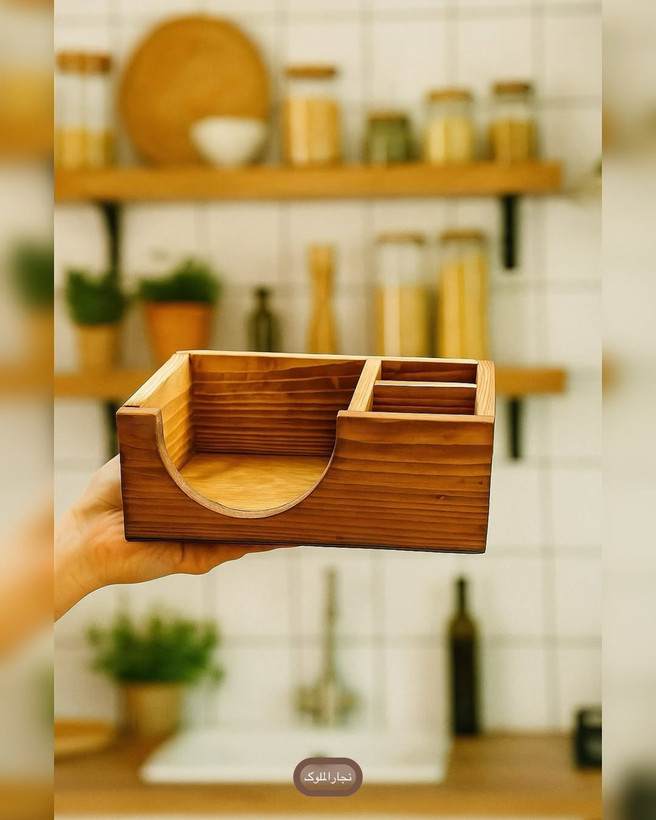 جای ادویه و دستمال چوبی